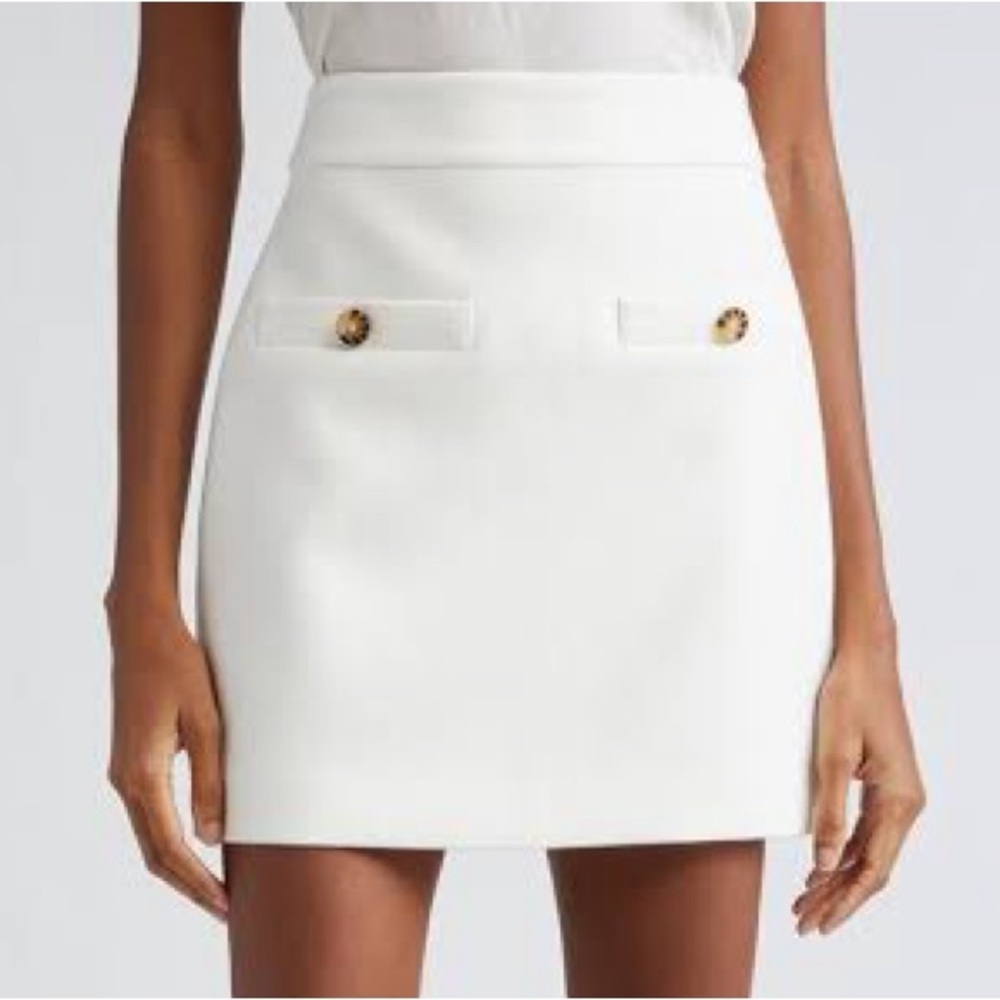 $298 Veronica Beard Emar Stretch Cotton Miniskirt Size 12 White